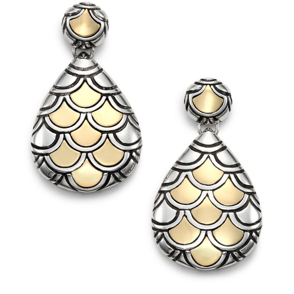 JOHN HARDY  GOLD NAGA STERLING TEARDROP EARRINGS - Picture 5 of 5